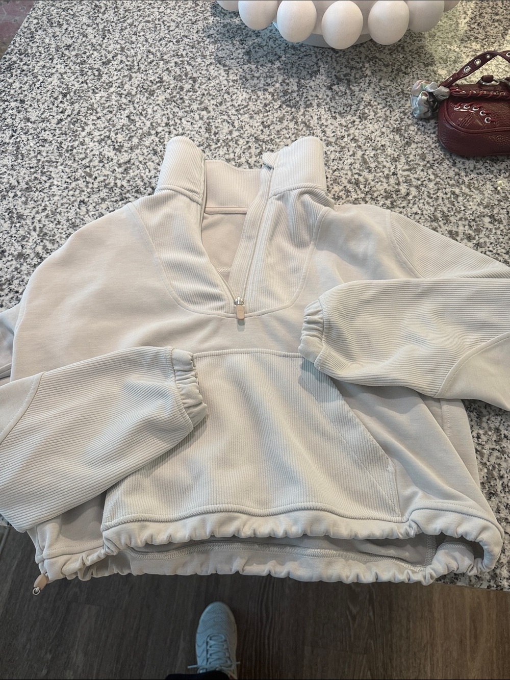 lululemon athletica Cream Half-Zip Cowl Pullover